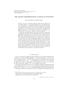 REPRESENTATION THEORY An Electronic Journal of the American Mathematical Society