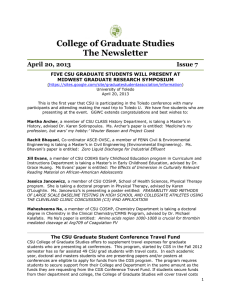 College of Graduate Studies The Newsletter April 20, 2013