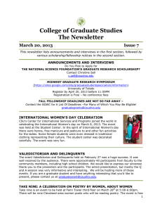 College of Graduate Studies The Newsletter March 20, 2013