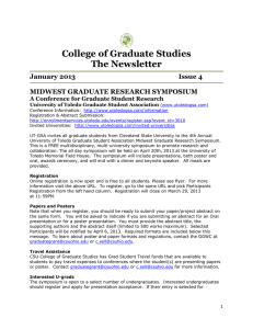 College of Graduate Studies The Newsletter January 2013