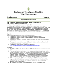 College of Graduate Studies The Newsletter October 2012