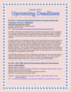 The Office of Research and Graduate Studies Deadline: March 9, 2012