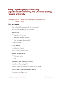 X-Ray Crystallography Laboratory Department of Chemistry And Chemical Biology Harvard University