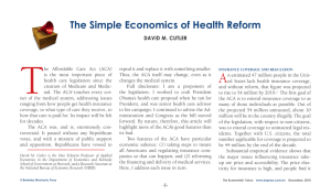 T A The Simple Economics of Health Reform DAVID M. CUTLER
