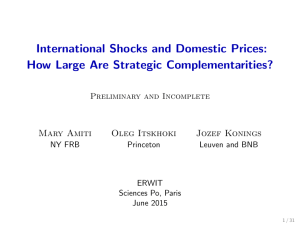 International Shocks and Domestic Prices: How Large Are Strategic Complementarities? Mary Amiti