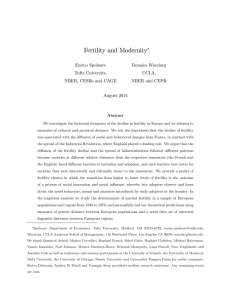 Fertility and Modernity Enrico Spolaore Romain Wacziarg Tufts University,