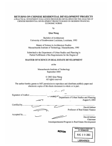 RETURNS  ON CHINESE  RESIDENTIAL  DEVELOPMENT  PROJECTS