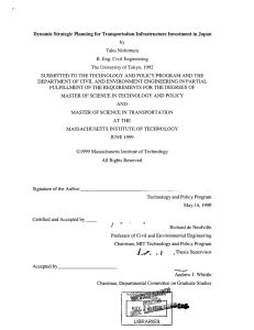 Dynamic  Strategic Planning for Transportation Infrastructure Investment in Japan by SUBMITTED FULFILLMENT