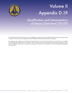 Volume II Appendix D.19 Qualification and Interpretation of Sensor Data from STS-107