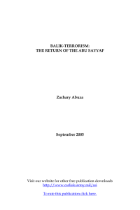 BALIK-TERRORISM: THE RETURN OF THE ABU SAYYAF Zachary Abuza September 2005