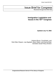 Issue Brief for Congress Immigration Legislation and Issues in the 107 Congress