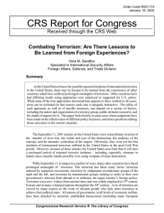 CRS Report for Congress Combating Terrorism: Are There Lessons to