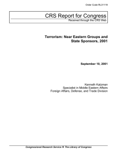 CRS Report for Congress Terrorism: Near Eastern Groups and State Sponsors, 2001