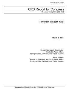 CRS Report for Congress Terrorism in South Asia