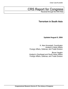 CRS Report for Congress Terrorism in South Asia
