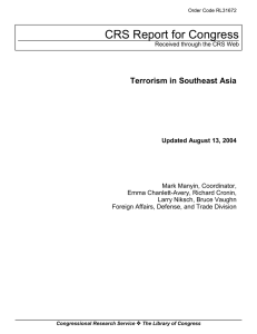 CRS Report for Congress Terrorism in Southeast Asia