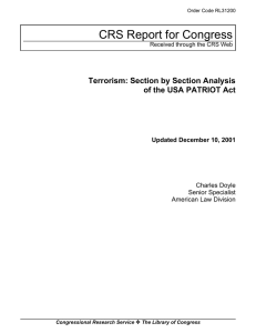 CRS Report for Congress Terrorism: Section by Section Analysis