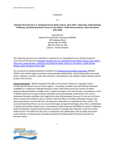 Comments    on  Strategic Directions for U.S. Geological Survey Water Science, 2012–2022—Observing, Understanding, 