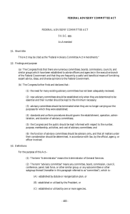 FEDERAL ADVISORY COMMITTEE ACT 5 U.S.C. app. As Amended
