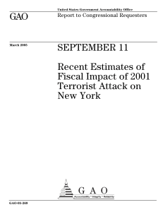 GAO SEPTEMBER 11 Recent Estimates of Fiscal Impact of 2001