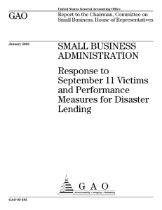 GAO SMALL BUSINESS ADMINISTRATION Response to