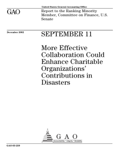 GAO SEPTEMBER 11 More Effective Collaboration Could