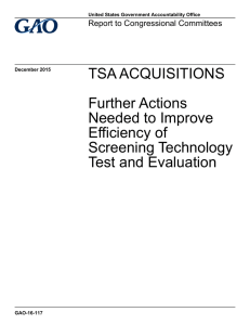 TSA ACQUISITIONS Further Actions Needed to Improve Efficiency of