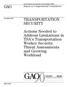 GAO TRANSPORTATION SECURITY Actions Needed to