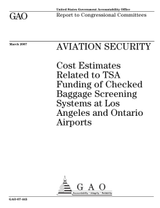 GAO AVIATION SECURITY Cost Estimates Related to TSA