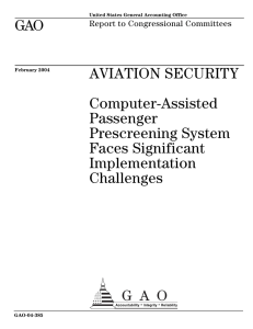 GAO AVIATION SECURITY Computer-Assisted Passenger