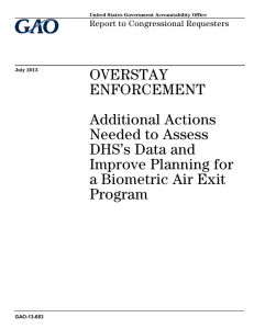 OVERSTAY ENFORCEMENT Additional Actions Needed to Assess