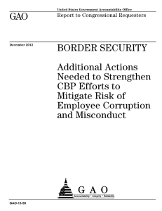 GAO BORDER SECURITY Additional Actions Needed to Strengthen