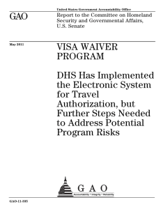 GAO VISA WAIVER PROGRAM DHS Has Implemented