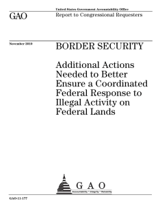 GAO BORDER SECURITY Additional Actions Needed to Better