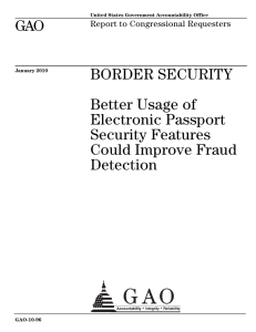 GAO BORDER SECURITY Better Usage of Electronic Passport