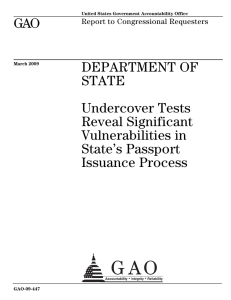 GAO DEPARTMENT OF STATE Undercover Tests