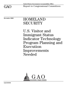 GAO HOMELAND SECURITY U.S. Visitor and