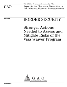 GAO BORDER SECURITY Stronger Actions Needed to Assess and