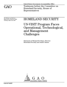 GAO HOMELAND SECURITY US-VISIT Program Faces Operational, Technological,