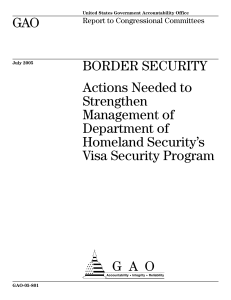 GAO BORDER SECURITY Actions Needed to Strengthen