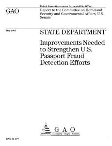 a GAO STATE DEPARTMENT Improvements Needed