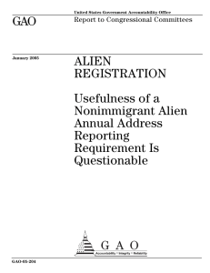 GAO ALIEN REGISTRATION Usefulness of a