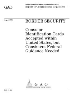 GAO BORDER SECURITY Consular Identification Cards