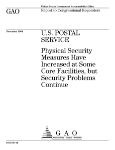 GAO U.S. POSTAL SERVICE Physical Security