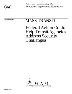 a GAO MASS TRANSIT Federal Action Could