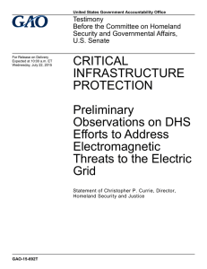 CRITICAL INFRASTRUCTURE PROTECTION Preliminary