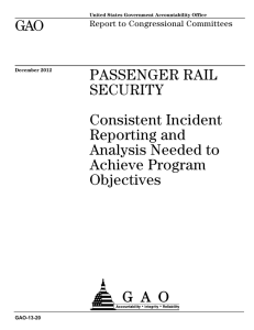 GAO PASSENGER RAIL SECURITY Consistent Incident