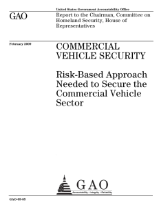 GAO COMMERCIAL VEHICLE SECURITY Risk-Based Approach