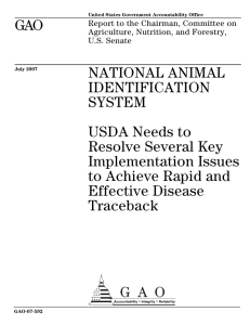 GAO NATIONAL ANIMAL IDENTIFICATION SYSTEM