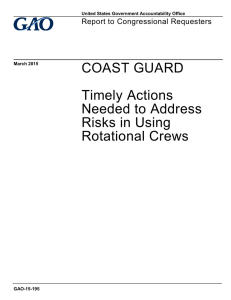 COAST GUARD Timely Actions Needed to Address Risks in Using